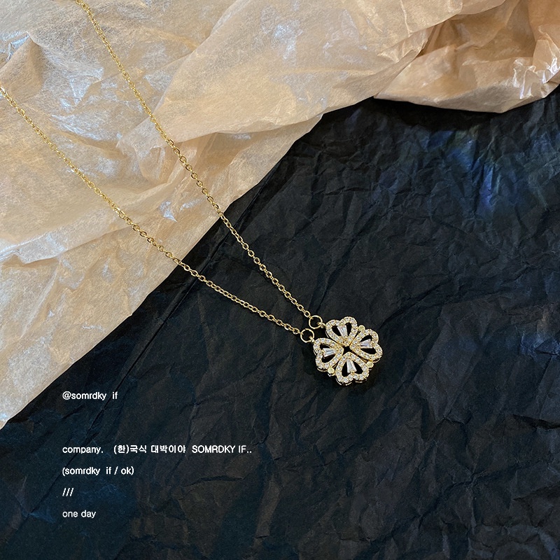 Vòng cổ MAYEBE LAVEND bằng thép titan mặt hình trái tim phong cách Hàn Quốc cho nữ