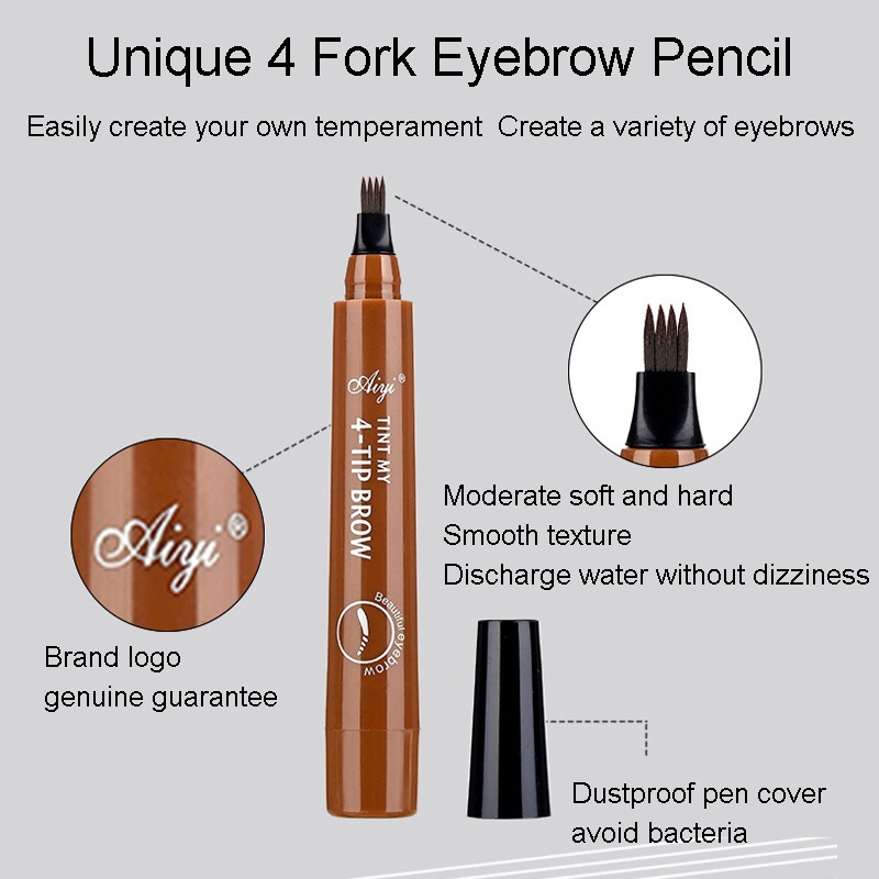 Bút Kẻ Lông Mày Bốn Đầu Chống Thấm Nước Tiện Lợi