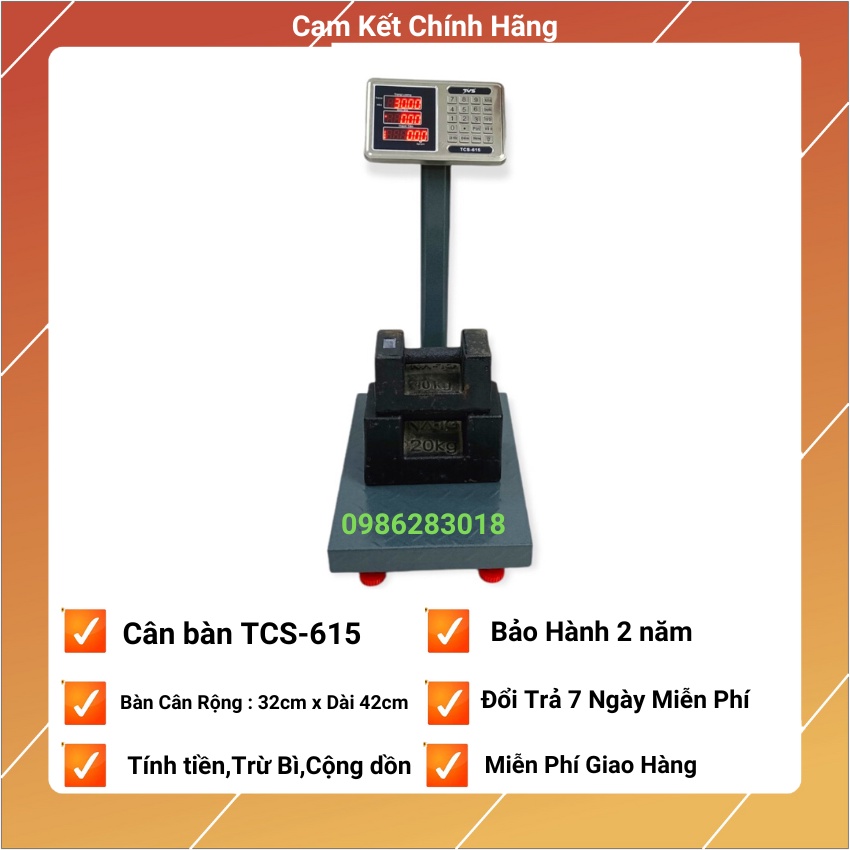 Cân bàn tính tiền điện tử TCS - 615 ( 100kg &amp; 150kg ) được làm bằng sơn tĩnh điện cao cấp [ bảo hành 24 tháng ]