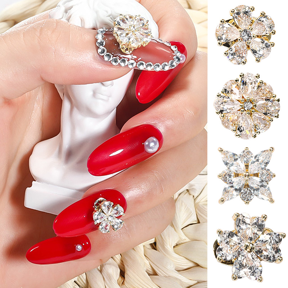 (Hàng Mới Về) Phụ Kiện Trang Trí Móng Hình Bông Tuyết 3d Lấp Lánh Diy