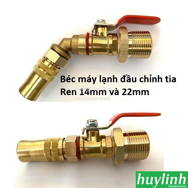 Đầu béc xịt rửa máy lạnh, điều hòa cho máy rửa xe Ren 14 + 22mm - Đầu chỉnh tia