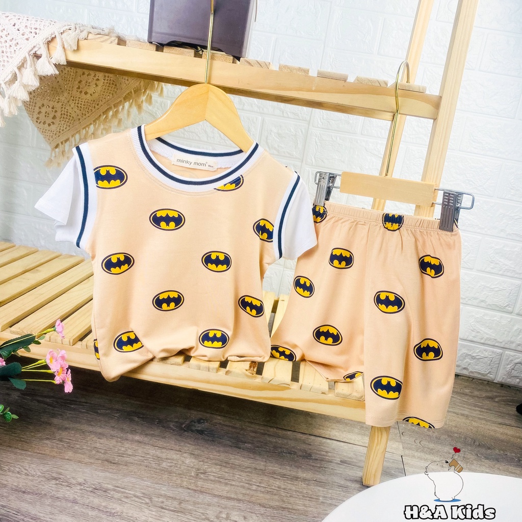 [Bé 19-32kg] Bộ ngắn tay SIZE ĐẠI thun lạnh in hình trước ngực phối quần cho bé trai bé gái từ 19-32kg