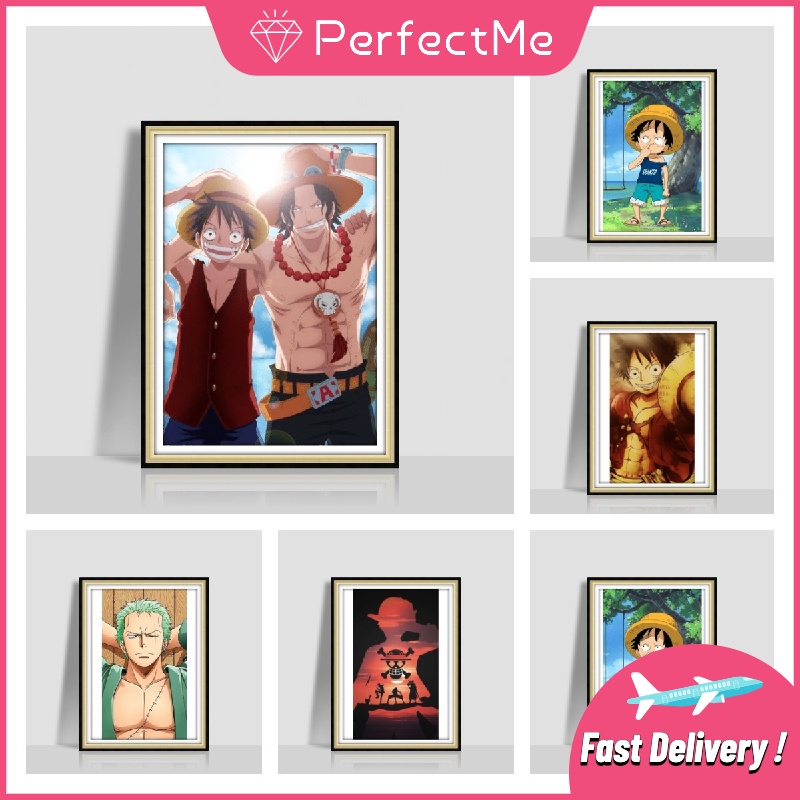 Tranh đính đá họa tiết hoạt hình One Piece độc đáo kích thước 30x40cm trang trí nhà cửa