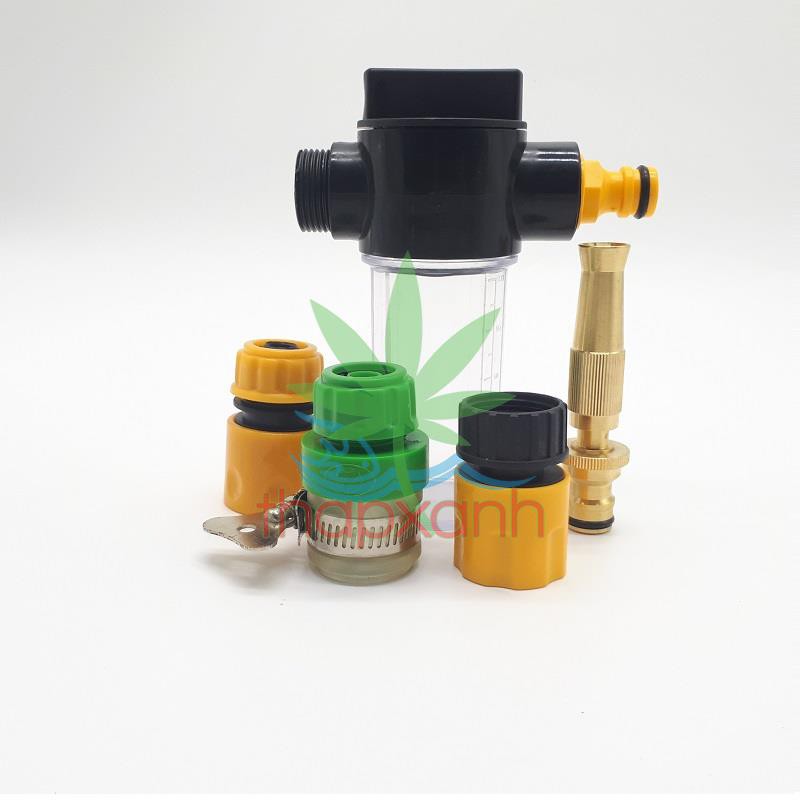 Bộ vòi xịt nước tưới cây, Rửa xe BTD-7203 vòi đồng VOI-6 kèm bình xà phòng + 15m dây