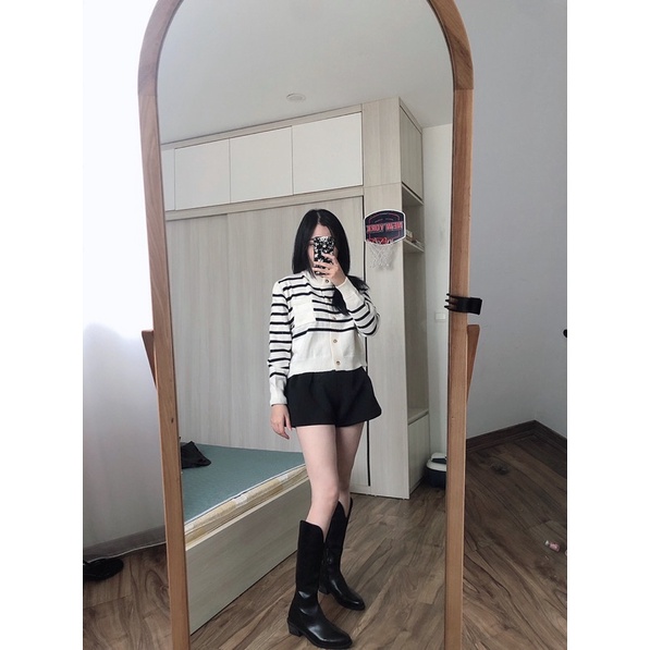 Áo len kẻ lông thỏ siêu xinh