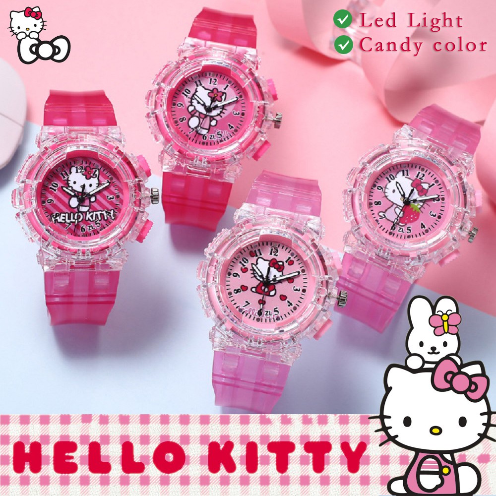 Đồng Hồ Thạch Anh Tròn Màu Kẹo Dạ Quang Hình Sanrio Kulomi Melody Phong Cách Nữ Tính