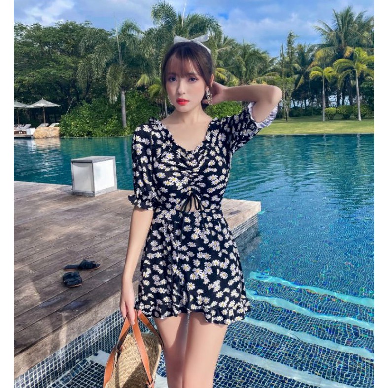 Bikini đồ bơi nữ liền mảnh hoa cúc - đồ bơi nữ - ảnh thật