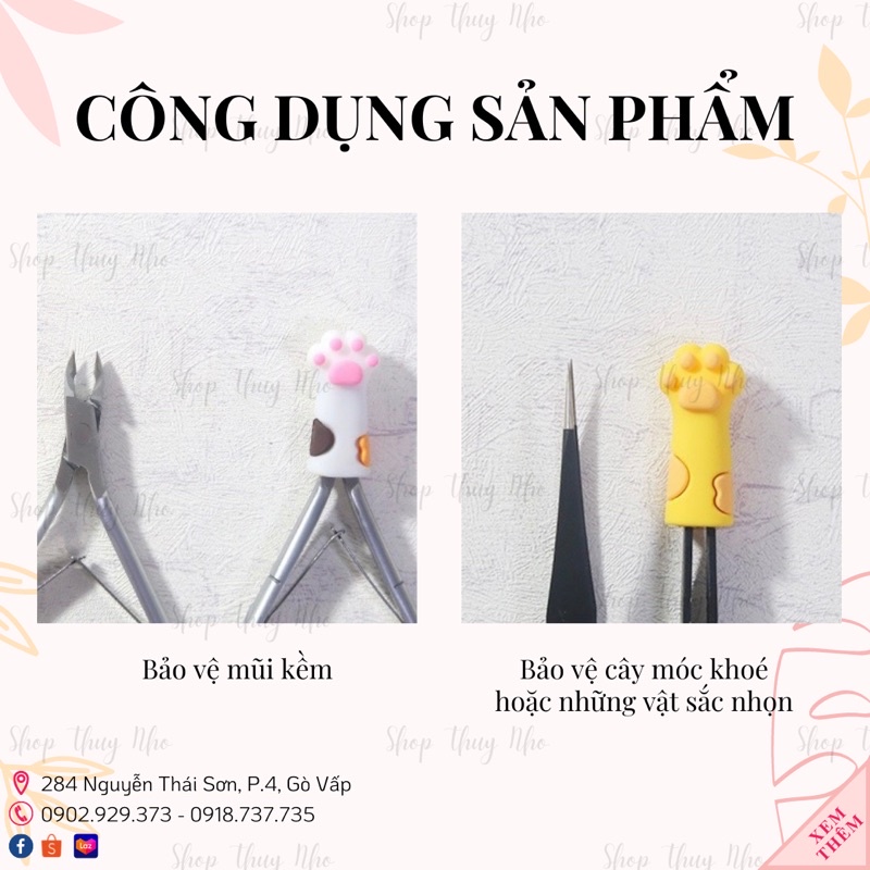 Đầu bọc bảo vệ đầu, mũi kềm, cây móc khoé hoạ tiết chú gấu dễ thương dụng cụ làm móng tay chuyên nghiệp nghệ thuật nai