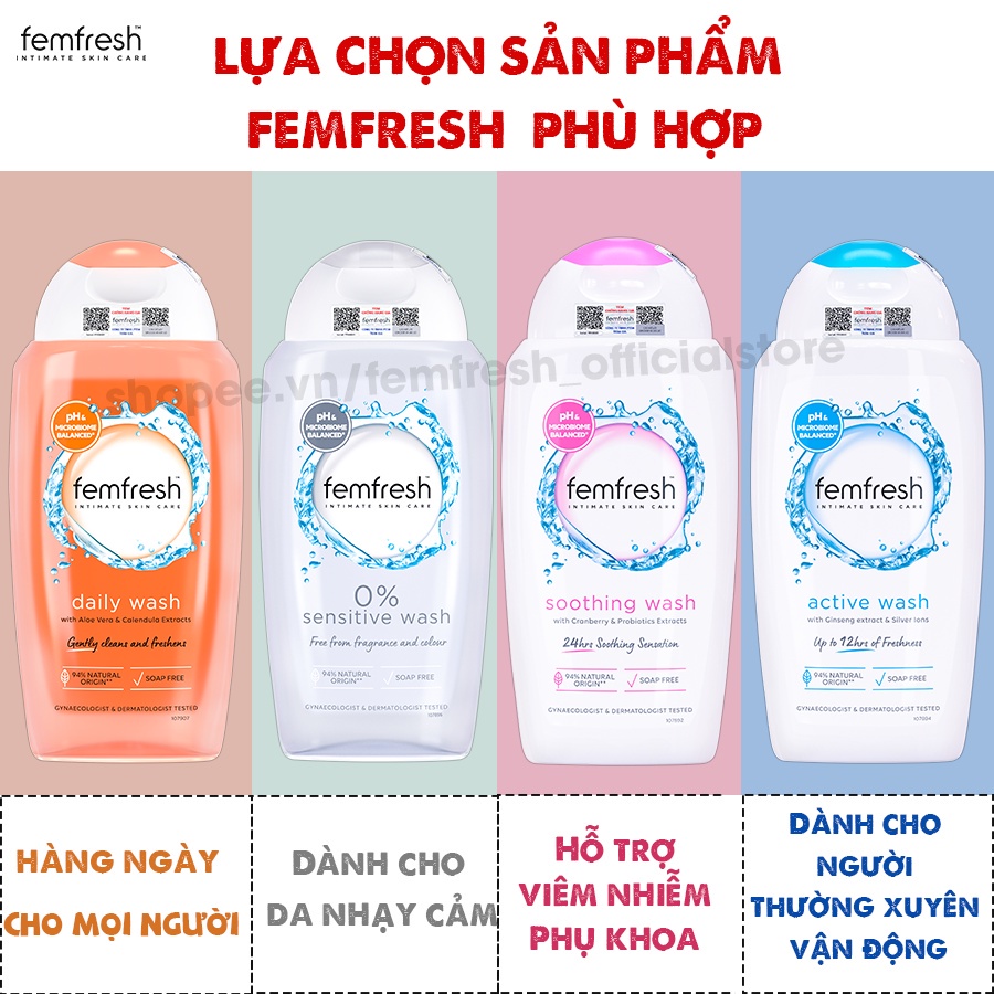 Dung dịch vệ sinh phụ nữ cao cấp Femfresh Soothing Wash 250ml