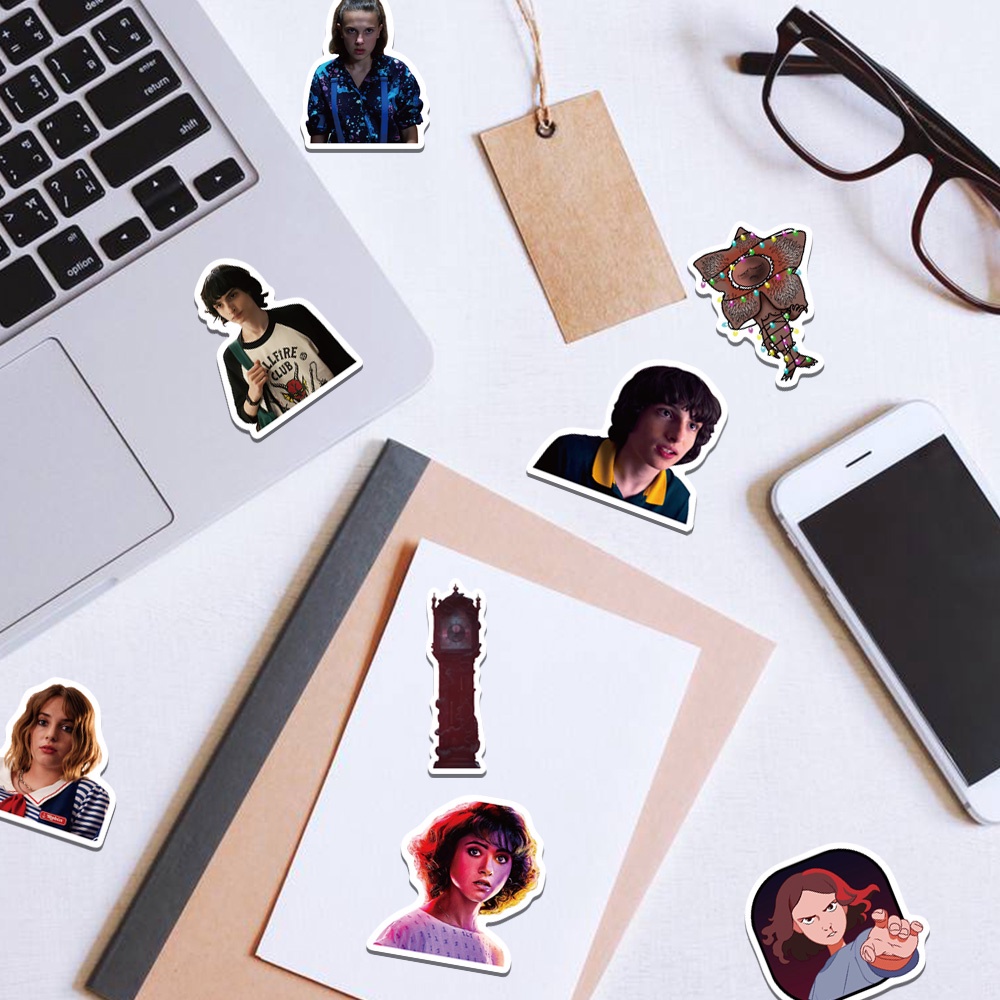 Set 50 Miếng Dán Chống Bụi Chống Nước Hình Phim Stranger Things Mùa 4 Trang Trí Halloween DIY
