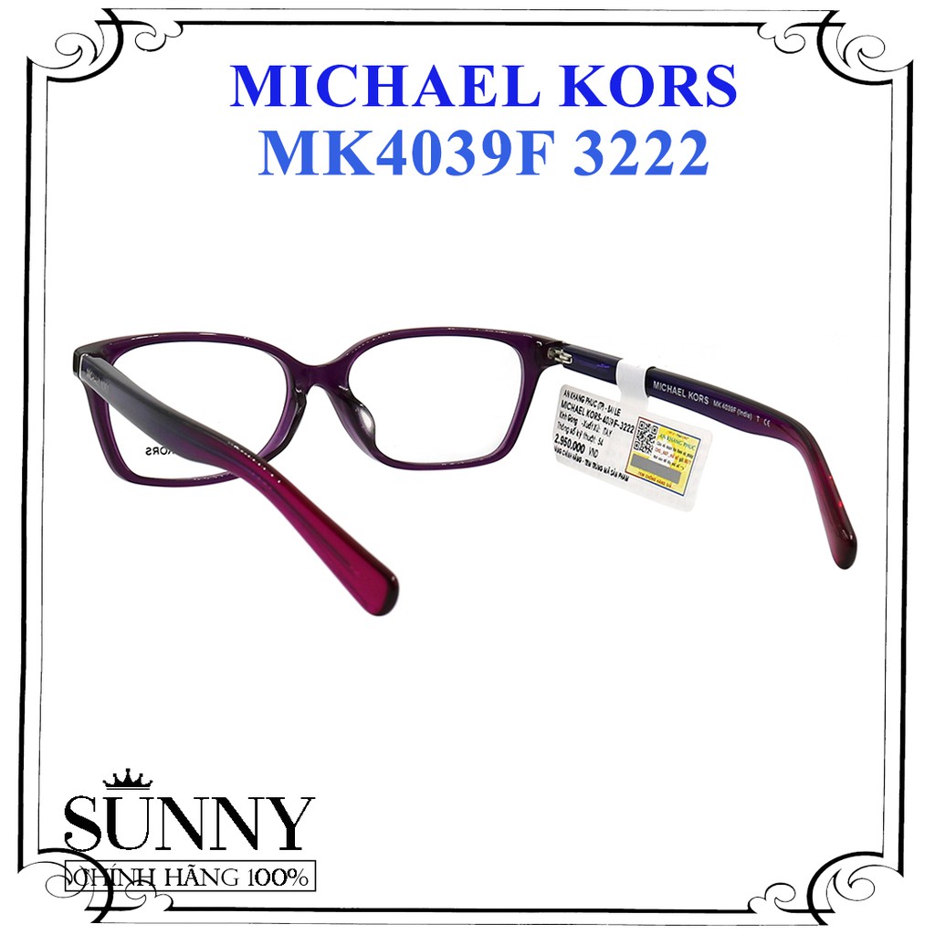 MK4039F - gọng kính thời trang Michael Kors chính hãng, thiết kế dễ đeo bảo vệ mắt