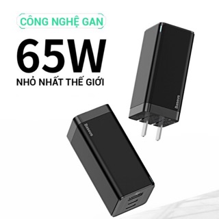 Củ sạc Baseus 65W công nghệ GAN Quick Charge 4.0 3.0 AFC SCP USB PD cho iPhone / Macbook