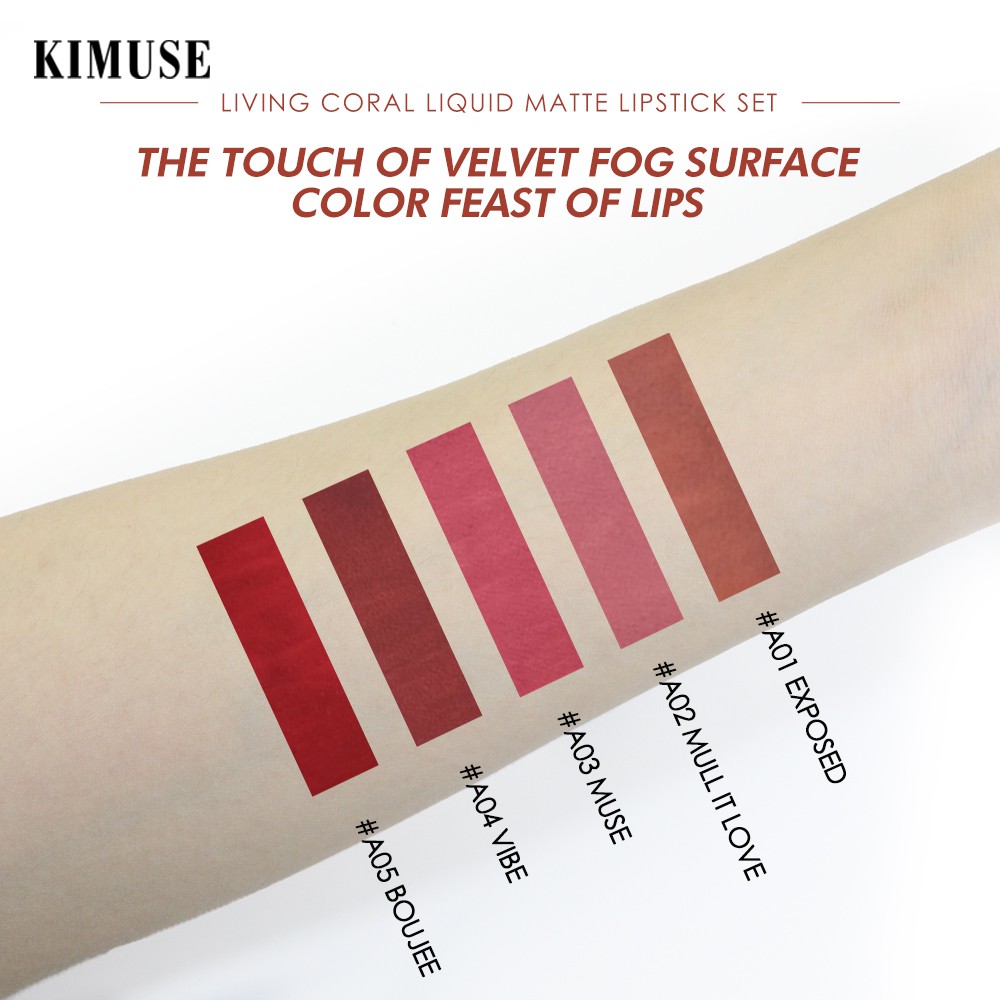 Set 5 Son Kem Kimuse Màu Lì Lâu Trôi 130g | BigBuy360 - bigbuy360.vn