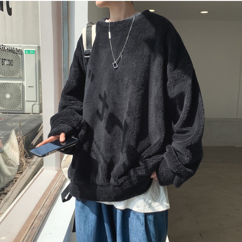 Áo sweater cổ tròn màu trơn phong cách Hàn Quốc thời trang mùa thu cho nam size M-2XL