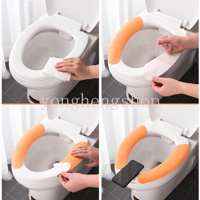 Bộ 2 vỏ bọc bệ ngồi Toilet tự dính có thể giặt và tái sử dụng
