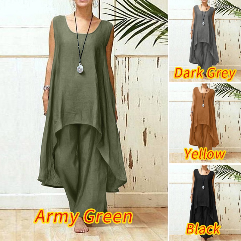 Set áo không tay kèm quần ngắn Zanzea thời trang cho nữ