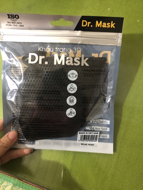 [HOT] Khẩu trang người lớn 4 lớp than hoạt tính Dr.Mask 3D(Set 3 chiếc)