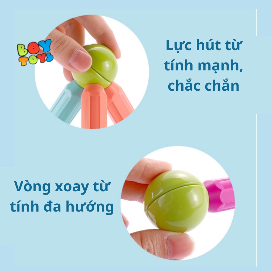 [HÀNG CAO CẤP]Bộ xếp hình nam châm từ tính thế hệ mới, đồ chơi lắp ghép hình khối xây dựng DIY phát triển trí tuệ cho bé