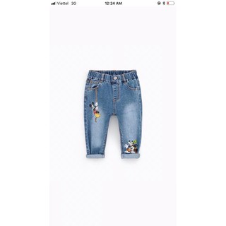 Quần zara bé trai mickey, hàng xuất dư, jeam mềm