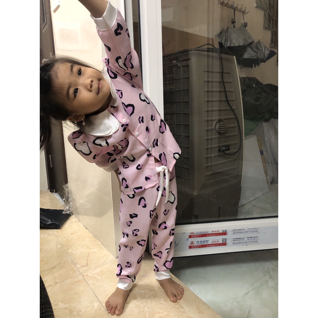 Bộ Đồ Ngủ Pijama Bé Gái - Set Quần Áo Trẻ Em Mặc Nhà Lụa Cao Cấp Nhiều Màu Dài Tay Họa Tiết Dễ Thương