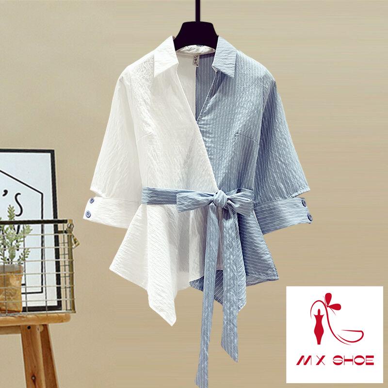 Set Áo Sơ Mi Phối Quần Denim Ống Rộng Plus Size Cho Nữ Lên Đến 100KG