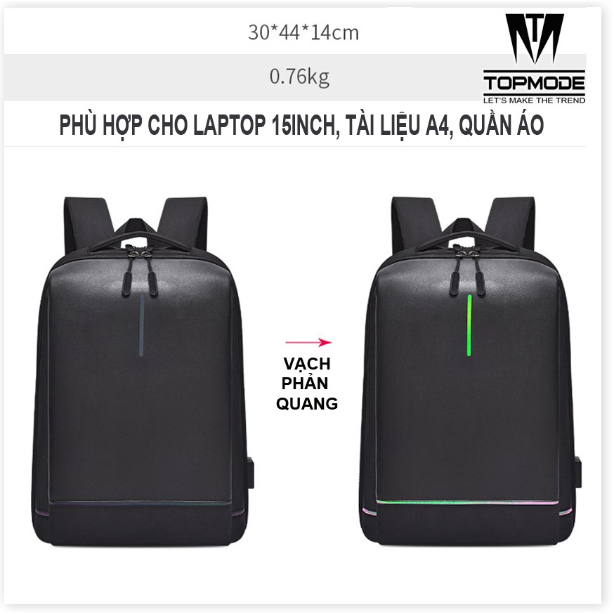 Balo nam nữ đi học thời trang Hàn Quốc cao cấp tặng kèm Cáp sạc USB, Balo đi học, Balo phản quang TOPMODE