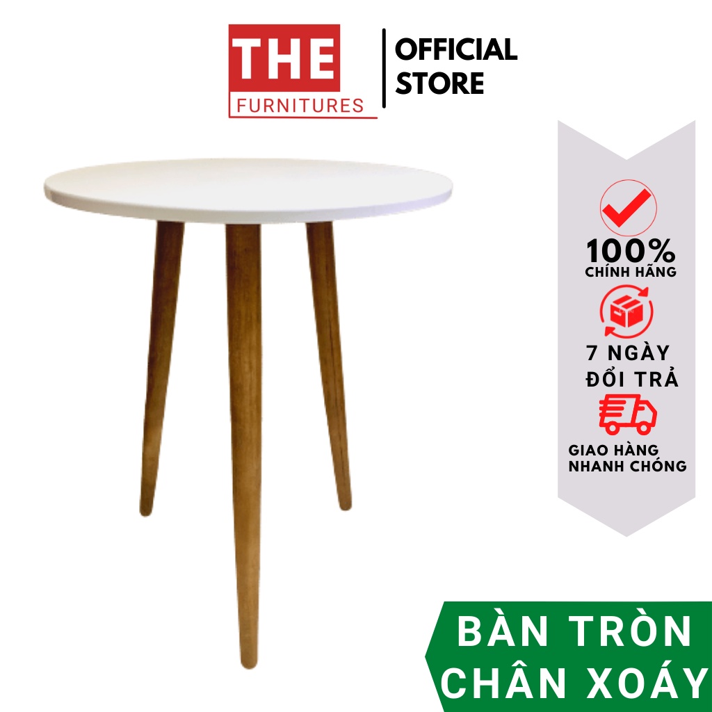 Bàn trà tròn cao mặt gỗ màu trắng kích thước 75cm dùng cho làm việc ban công , quán café , uống nước , trà sữa
