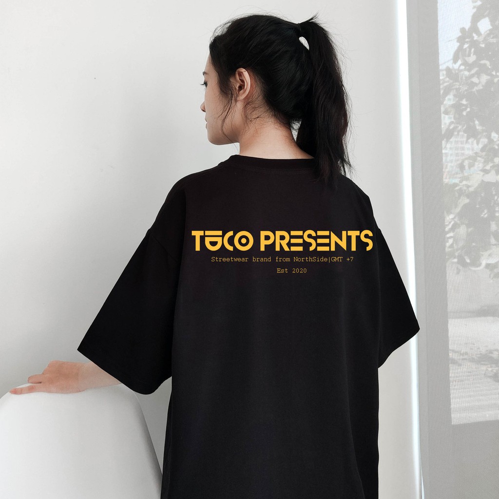 Áo thun tay lỡ basic tee TUCO black yellow đen chữ vàng, áo phông cotton form rộng OVERSIZE unisex nam nữ local brand