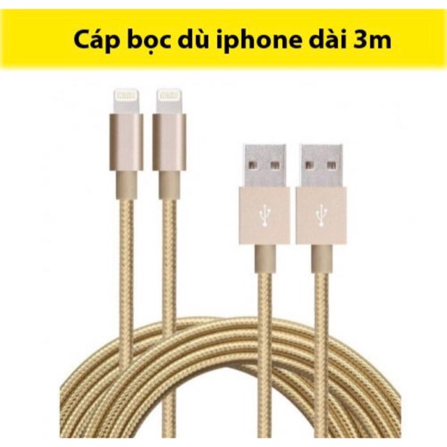 CÁP SẠC DÙ IPHONE 3M HÀNG CHÍNH HÃNG