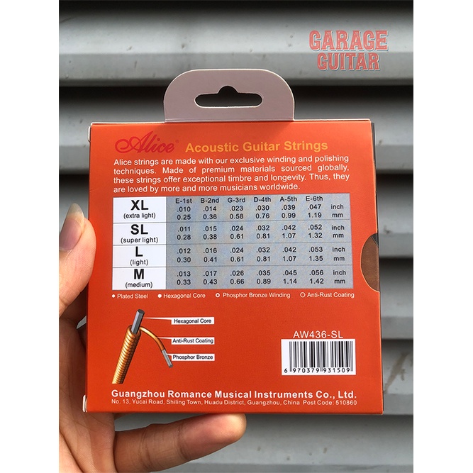 Dây Đàn kim loại tốt cho đàn Guitar Acoustic Alice AW436- HÀNG CHÍNH HÃNG 100%