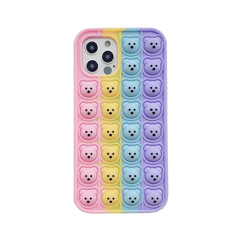 Ốp Điện Thoại Silicon Dẻo Họa Tiết Gấu &amp; Cầu Vồng Dễ Thương Cho For iPhone 11 12 Pro 7 8 Plus X Xr Xs Max