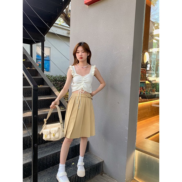 Áo dệt kim ZHELIHANGFEI phối dây rút thiết kế ôm dáng nhẹ nhàng