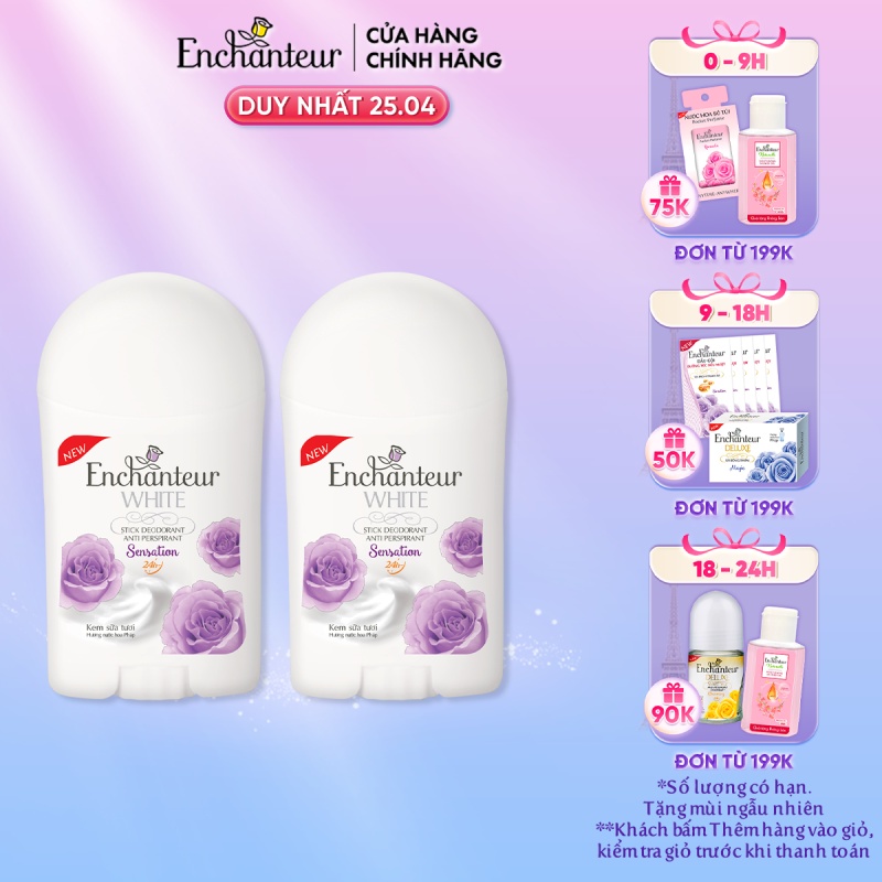 Combo 2 Sáp khử mùi trắng da Enchanteur Sensation 40g/chai