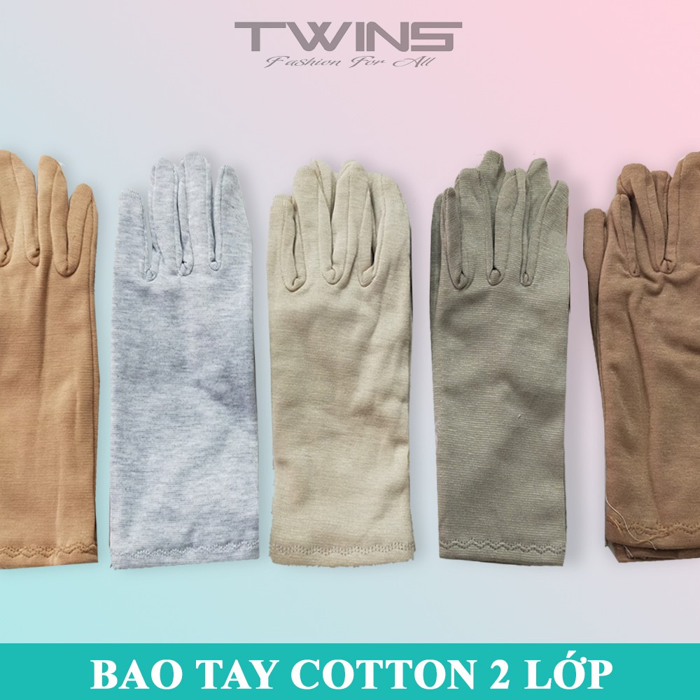 Bao tay đi nắng nữ chất liệu cotton 2 lớp cao cấp mềm mịn thấm hút mồ hôi chống nắng, giữ ấm, lái xe