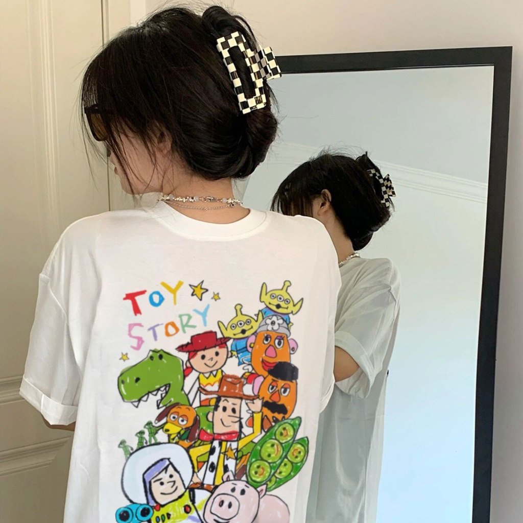 ZHELIHANGFEI Áo thun tay ngắn in hình chữ cái áo ngắn tay kiểu dáng rộng thoải mái