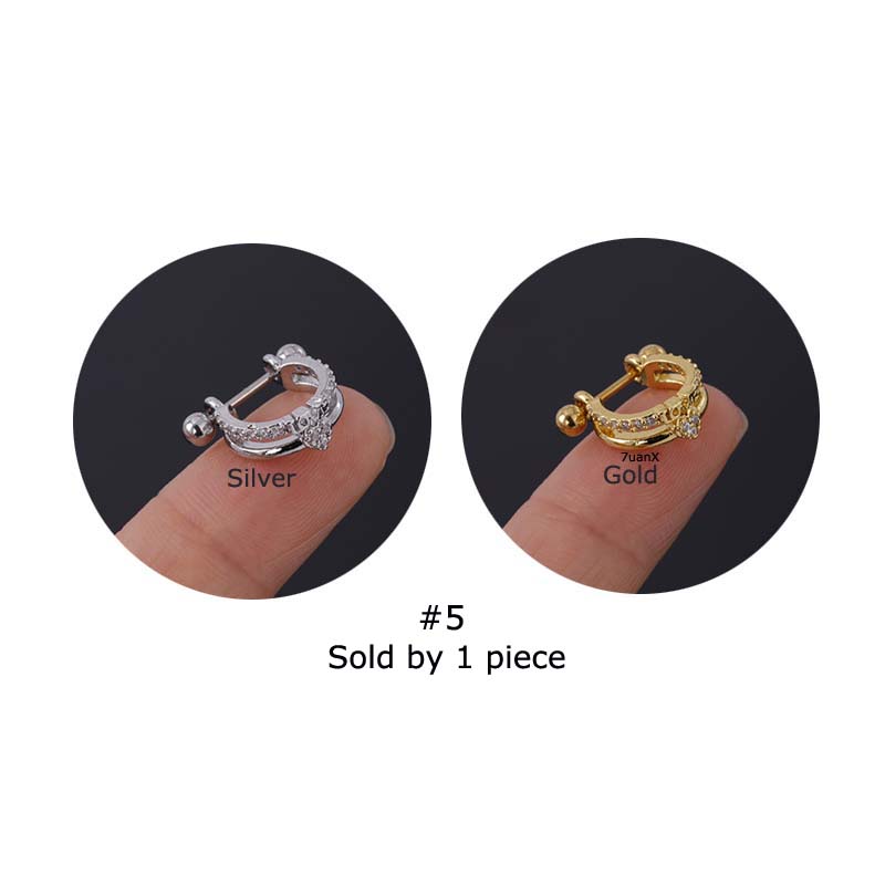 Cặp bông tai hình chữ C bằng thép không gỉ 8mm