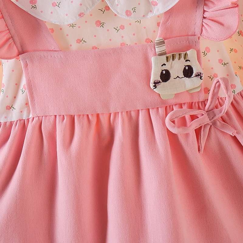 Đầm Tay Dài Cổ Búp Bê Họa Tiết Hoa Xinh Xắn Cho Bé Gái 0-4 Tuổi