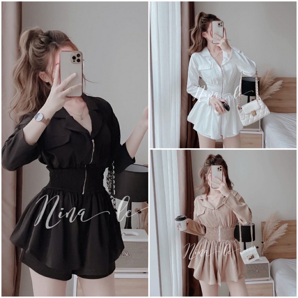 set  đồ nữ  áo cổ vest chun eo, bộ đồ nữ công sở cá tính. | BigBuy360 - bigbuy360.vn