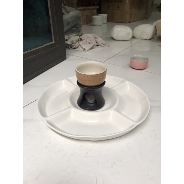 Khay lẩu kem trắng size 30cm