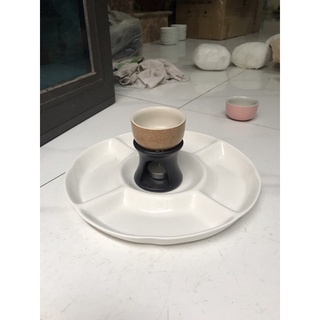 Khay lẩu kem trắng size 30cm