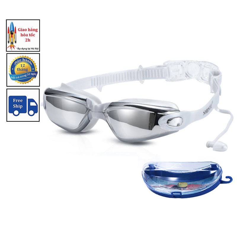 Kính bơi Shenyu tráng gương chống tia UV kèm hộp KB 1010