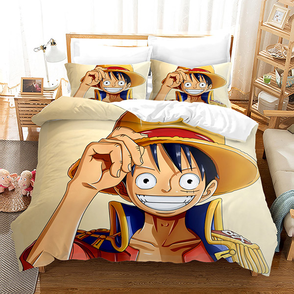 Bộ Drap giường Đơn / Đôi 3 Trong 1 Thoải Mái In Hình Nhân Vật Roronoa Zoro Luffy ONE PIECE YT3