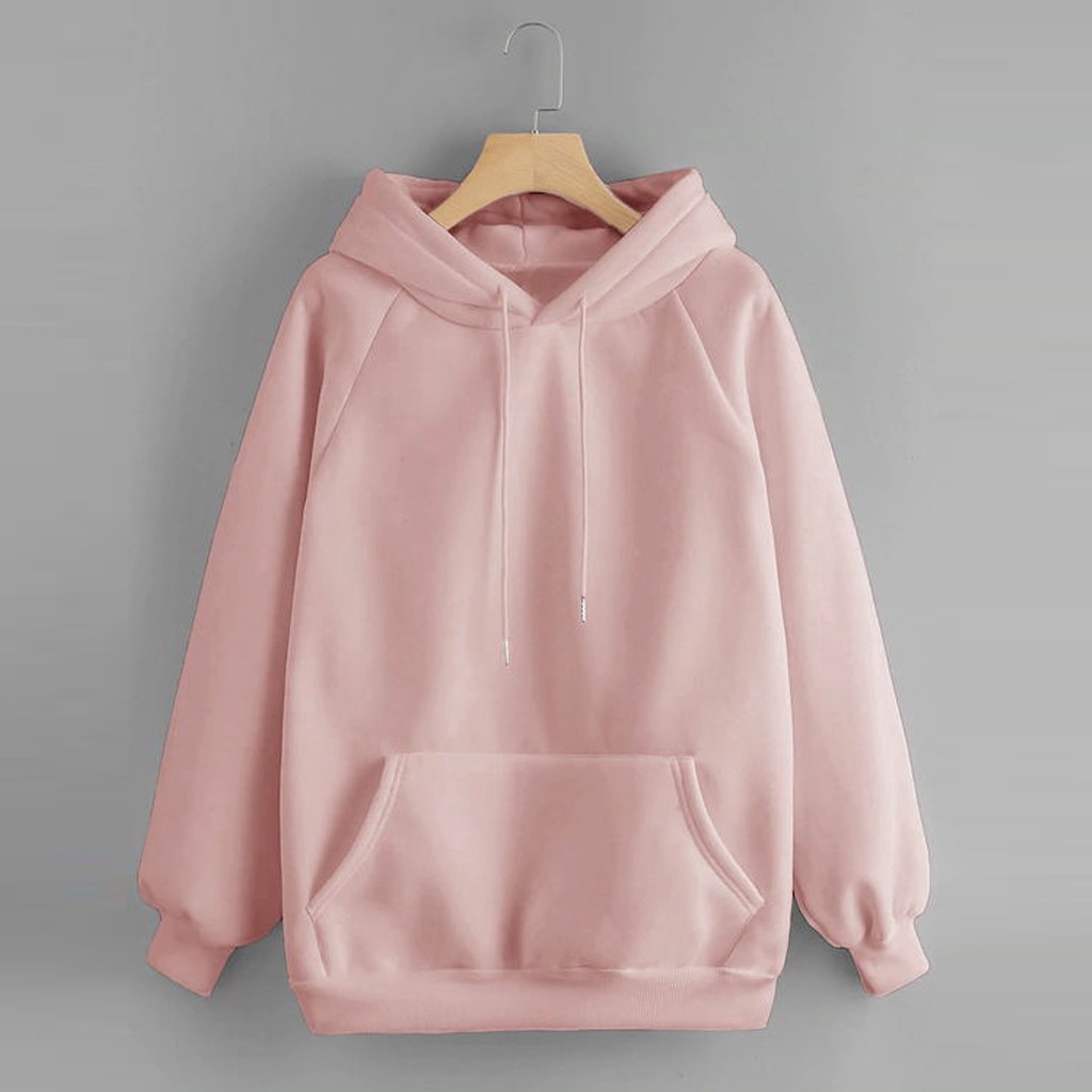 Áo hoodie màu trơn dáng rộng cho nữ size S-XXL | BigBuy360 - bigbuy360.vn