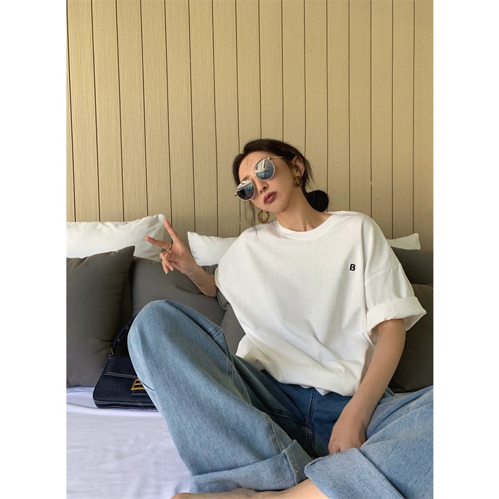 Áo Thun Nữ Ngắn Tay Cổ Tròn Thời Trang Hàn