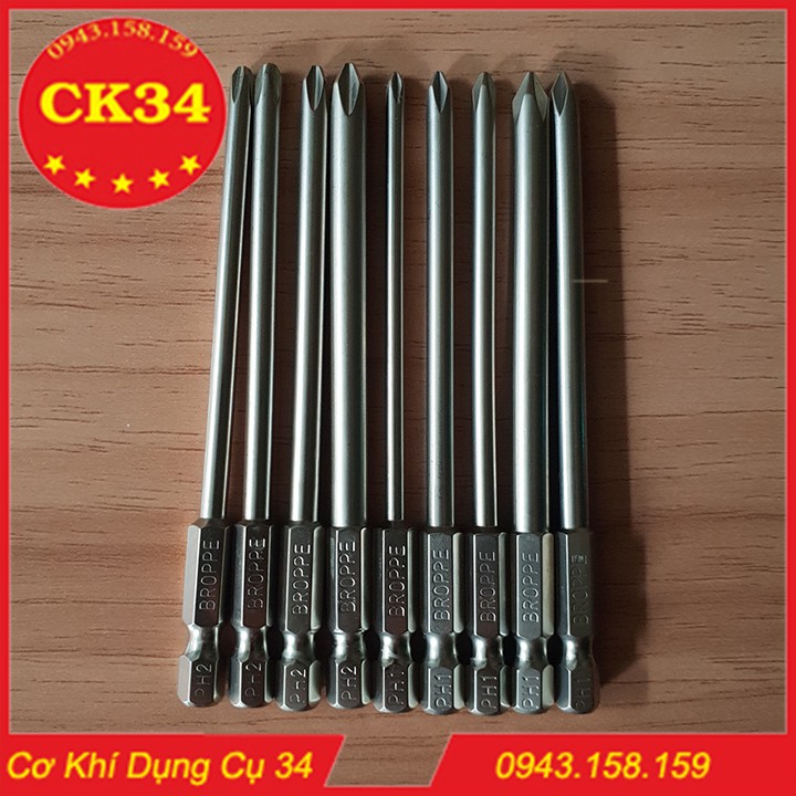 Bộ 9 Mũi Tô Vít 100mm Cho Khoan Pin Điện Hãng Broppe