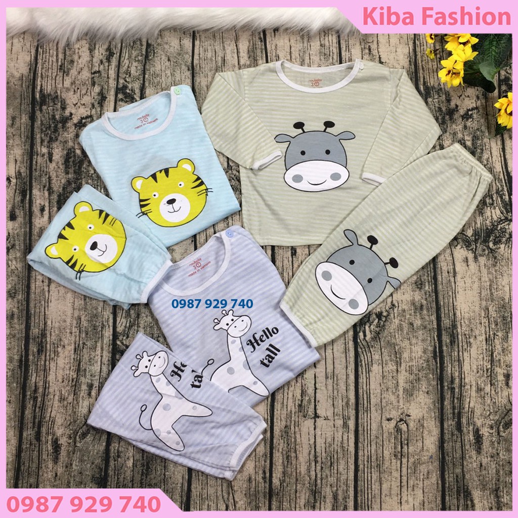 Combo 5 Bộ quần áo dài tay cotton thu đông in hình siêu ngộ nghĩnh cho bé trai ,bé gái từ 3-14kg 5DD16KF ( ảnh thật )