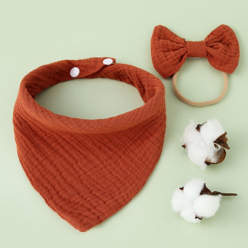 Set 2 Yếm Ăn Hình Tam Giác Thắt Nơ Xinh Xắn Cho Bé Gái