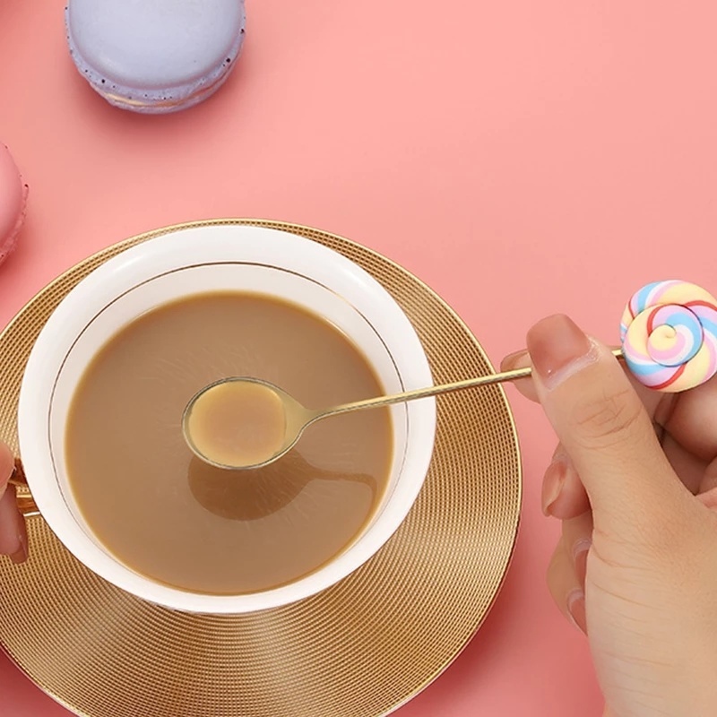 Bộ Muỗng Nĩa Ăn Tráng Miệng Hình Bánh Donut Bằng Thép Không Gỉ 304