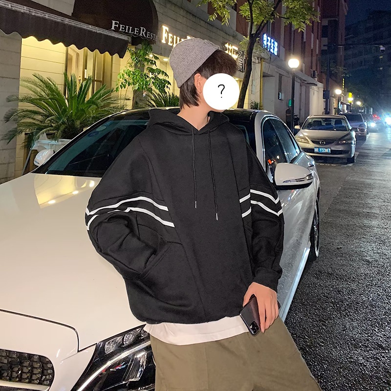 Áo Hoodie Tay Dài Dáng Rộng Phong Cách Thời Trang hong kong Cho Nam Giới