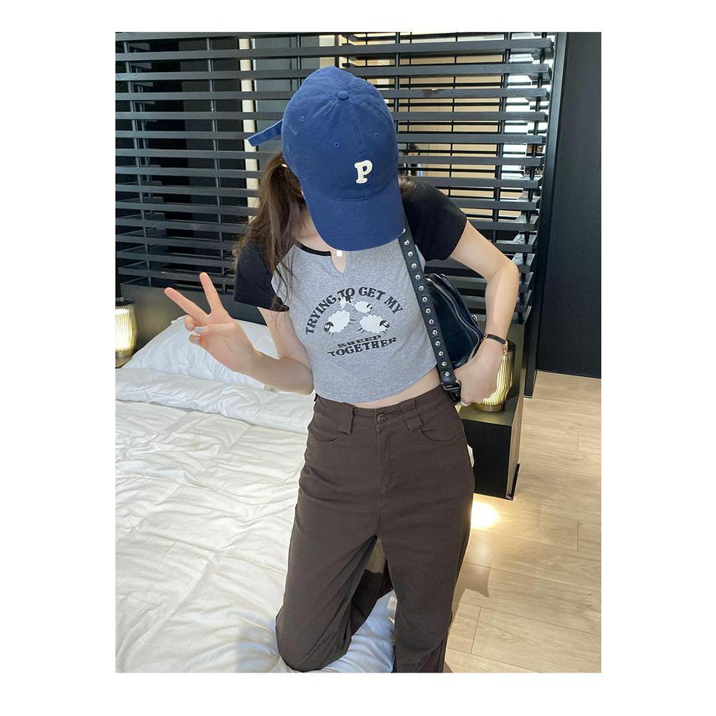 Áo Thun Cổ Chữ V Màu Sắc Tương Phản Thời Trang Mùa Hè 63737